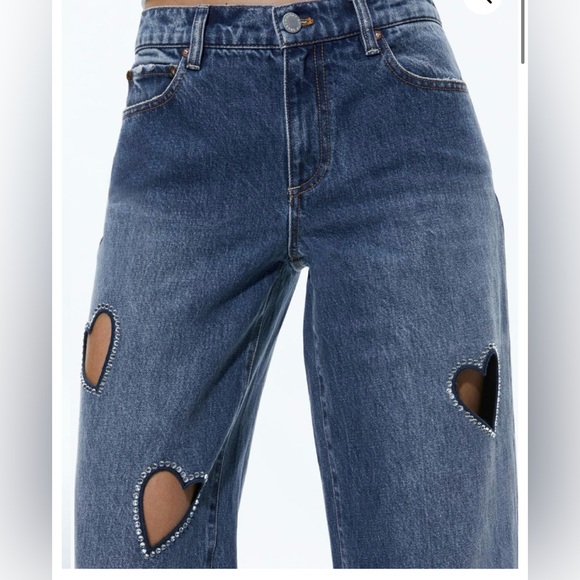 Alice & Olivia Heart Cutout Rhinestone Jeans - Picture 6 of 9